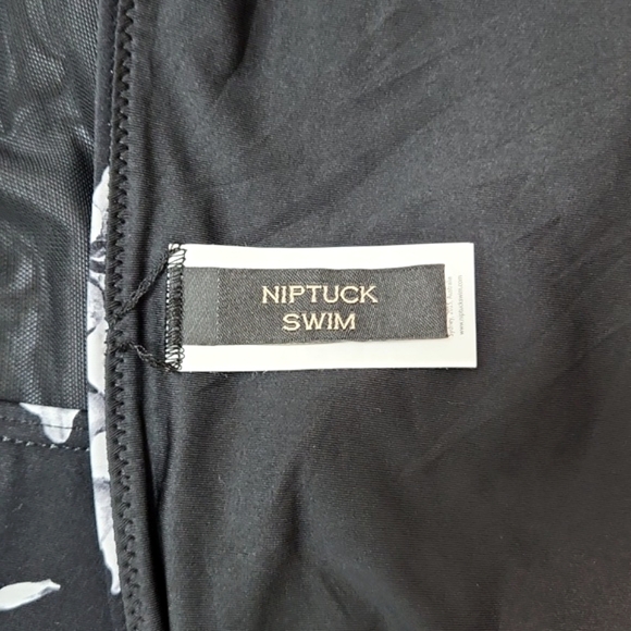 Niptuck Swim Black/Grey Floral Hibiscus High Waist Bikini Bottoms, Size 12 ~ NWT - Picture 6 of 9